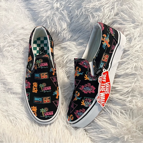 Rare Vans Market Black/ Neon Slip On seafood lobster Chinese characters sneakers - Picture 8 of 10